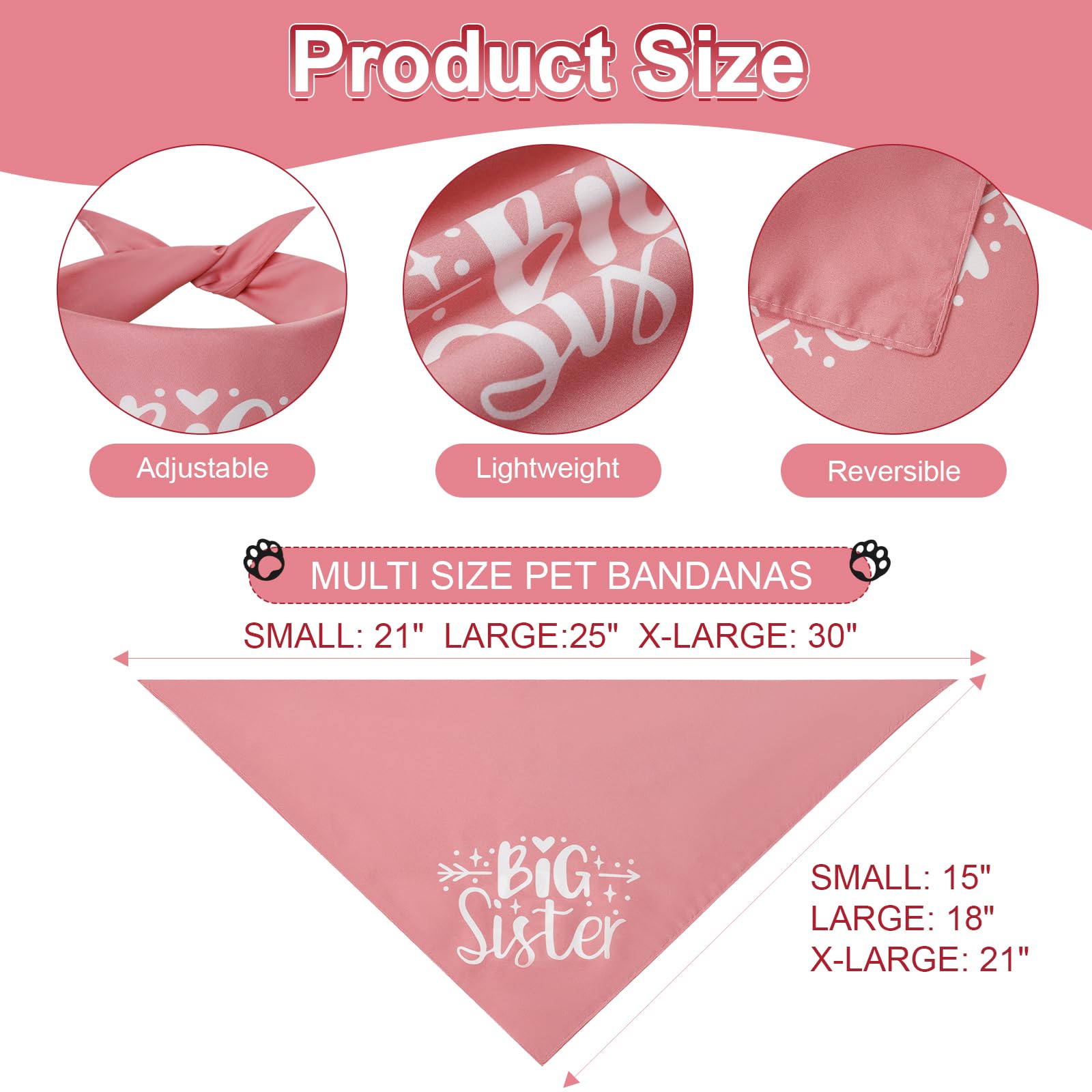 Bandana Agroon rosa para perro, talla grande, comodidad durante paseos y juego