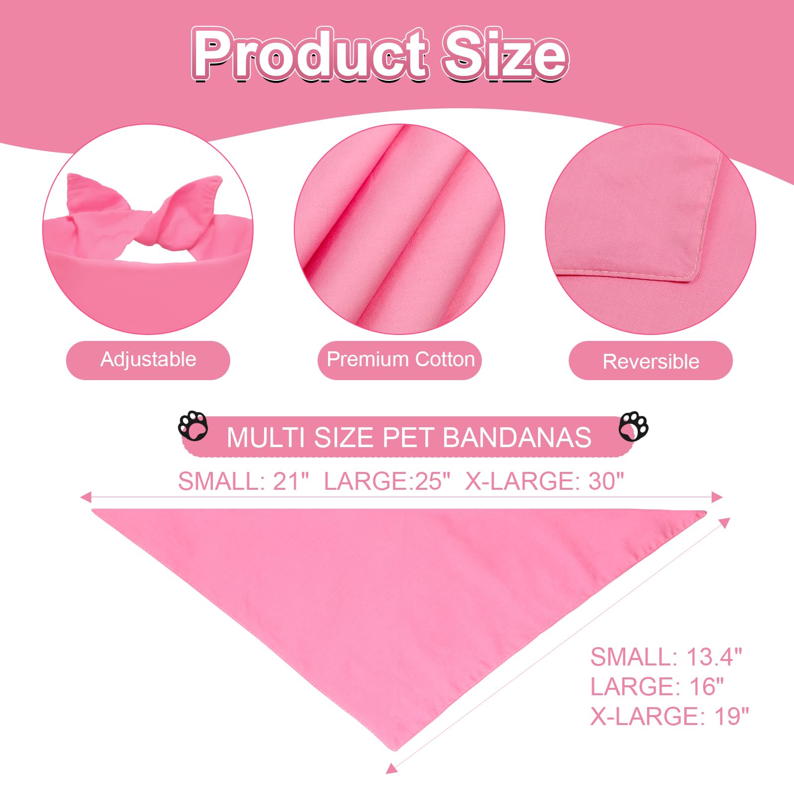 Bandana Agroon rosa grande vista trasera, reversible para múltiples estilos