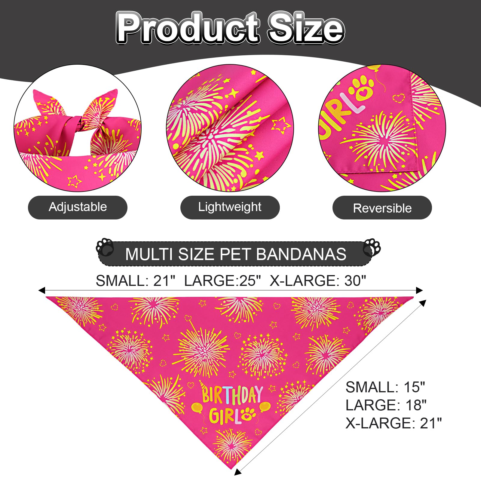 Bandana Agroon rosa talla XL, poliéster duradero para perros grandes