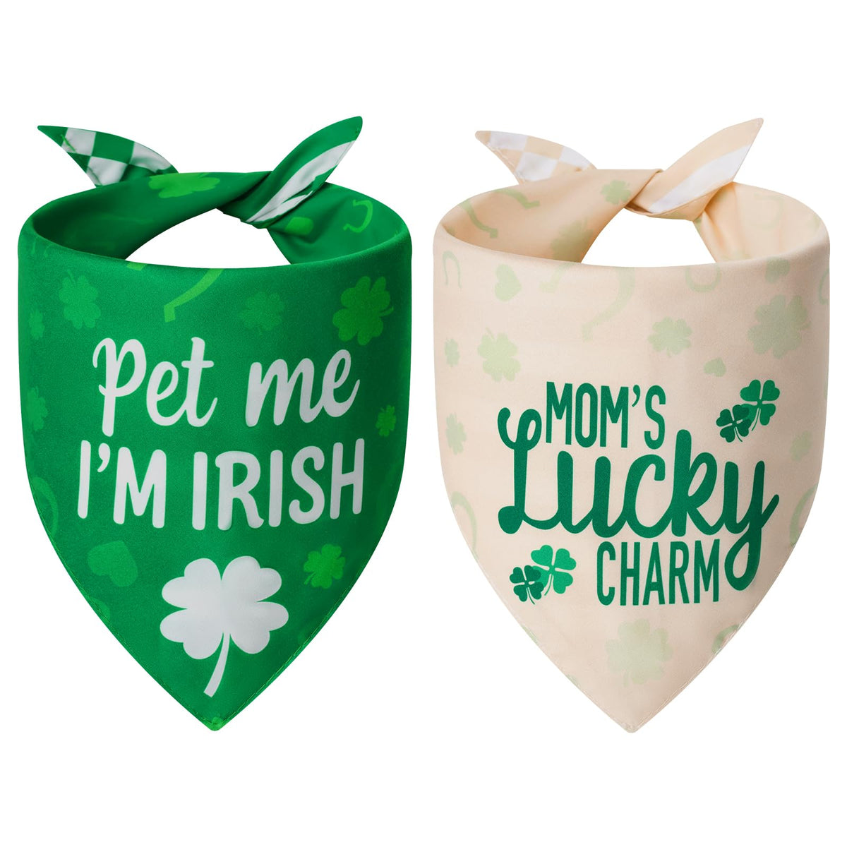 Bandana Agroon para mascotas, diseño de San Patricio en verde, ideal para sesiones festivas.