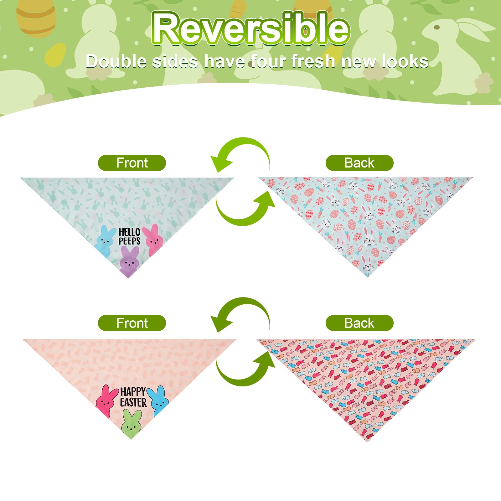 Bandanas de temporada Agroon para mascotas, Pascua y primavera, ideal para fotos familiares.
