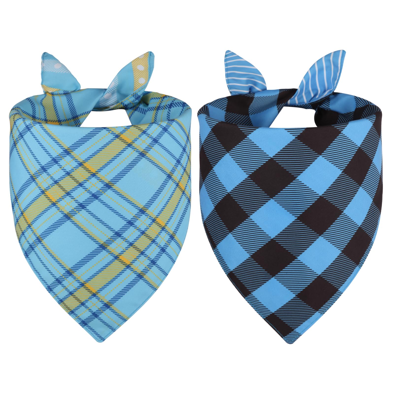 Bandana Agroon azul a cuadros frente, estilo veraniego para mascotas
