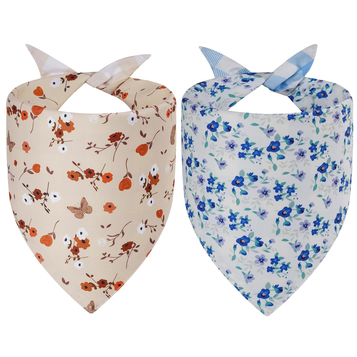Bandana Agroon para perro con diseño floral de primavera, reversible para dos estilos.