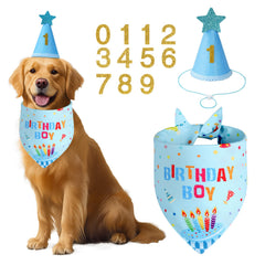 Sombrero de cumpleaños Agroon para perros, azul, ideal para fotos