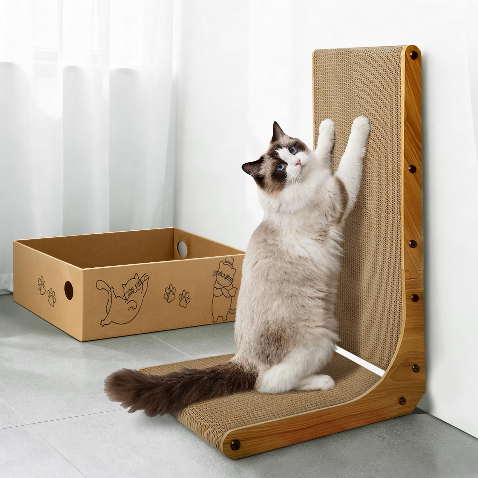 AGYM rascador en forma de L, promueve posiciones de rascar y descanso cómodo.