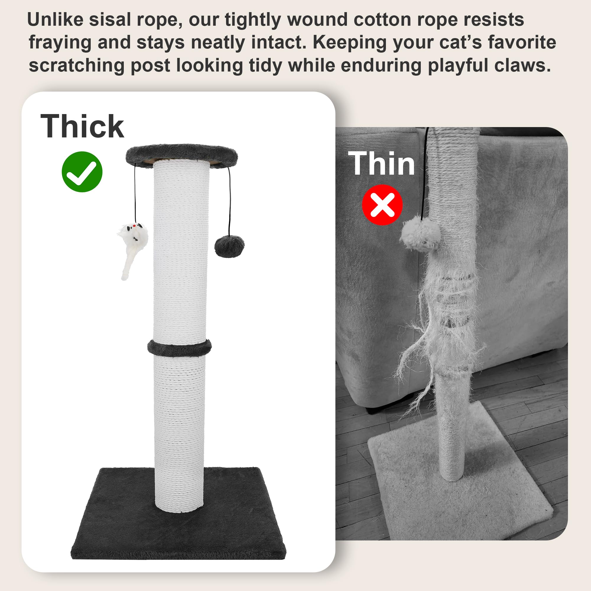 Ahomdoo poste de sisal con superficie de rascar amplia para gatos.