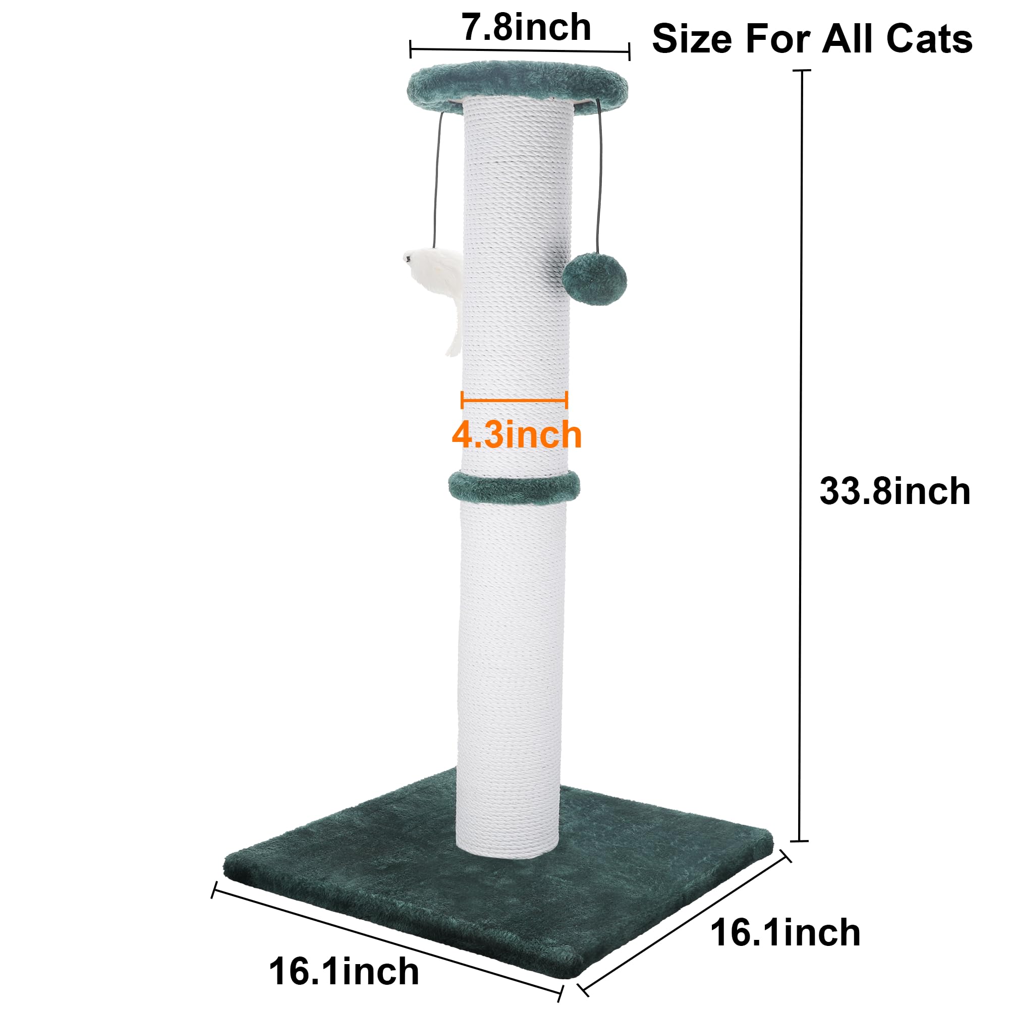 Ahomdoo rasca-gatos 34 pulgadas con sisal fuerte para rascar intenso