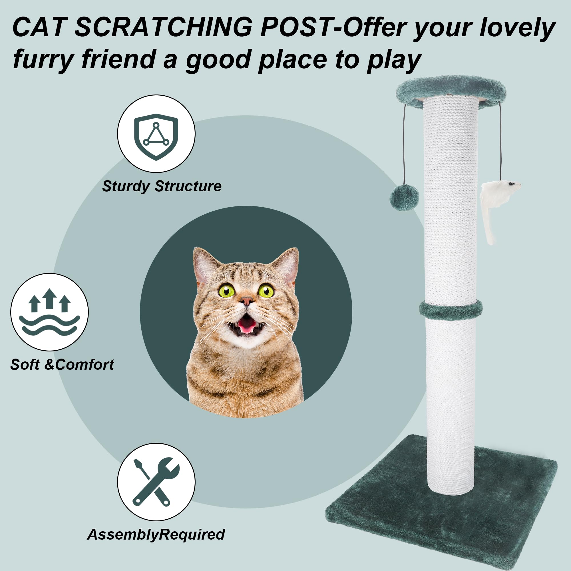 Ahomdoo rasca-gatos 34 pulgadas superficie de rascar amplia