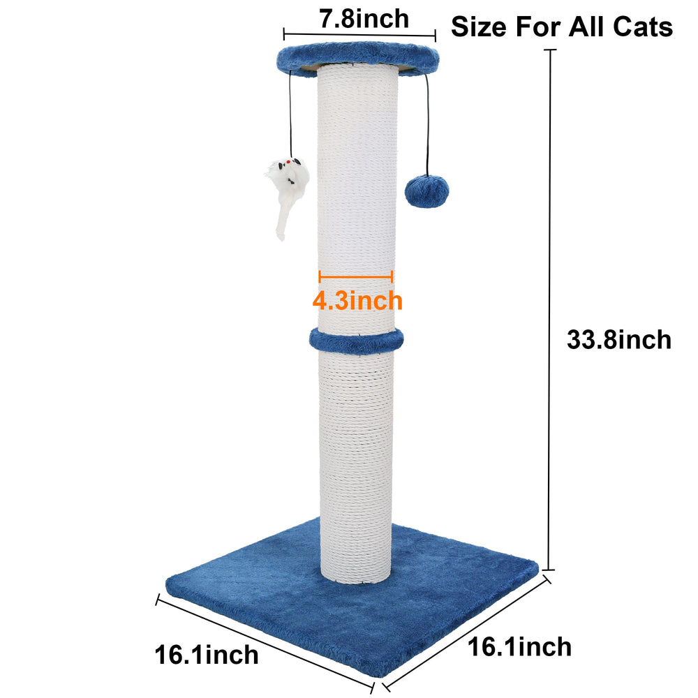 Ahomdoo torre de rascado con sisal azul marino proporciona superficie resistente para sesiones intensas de arañado.