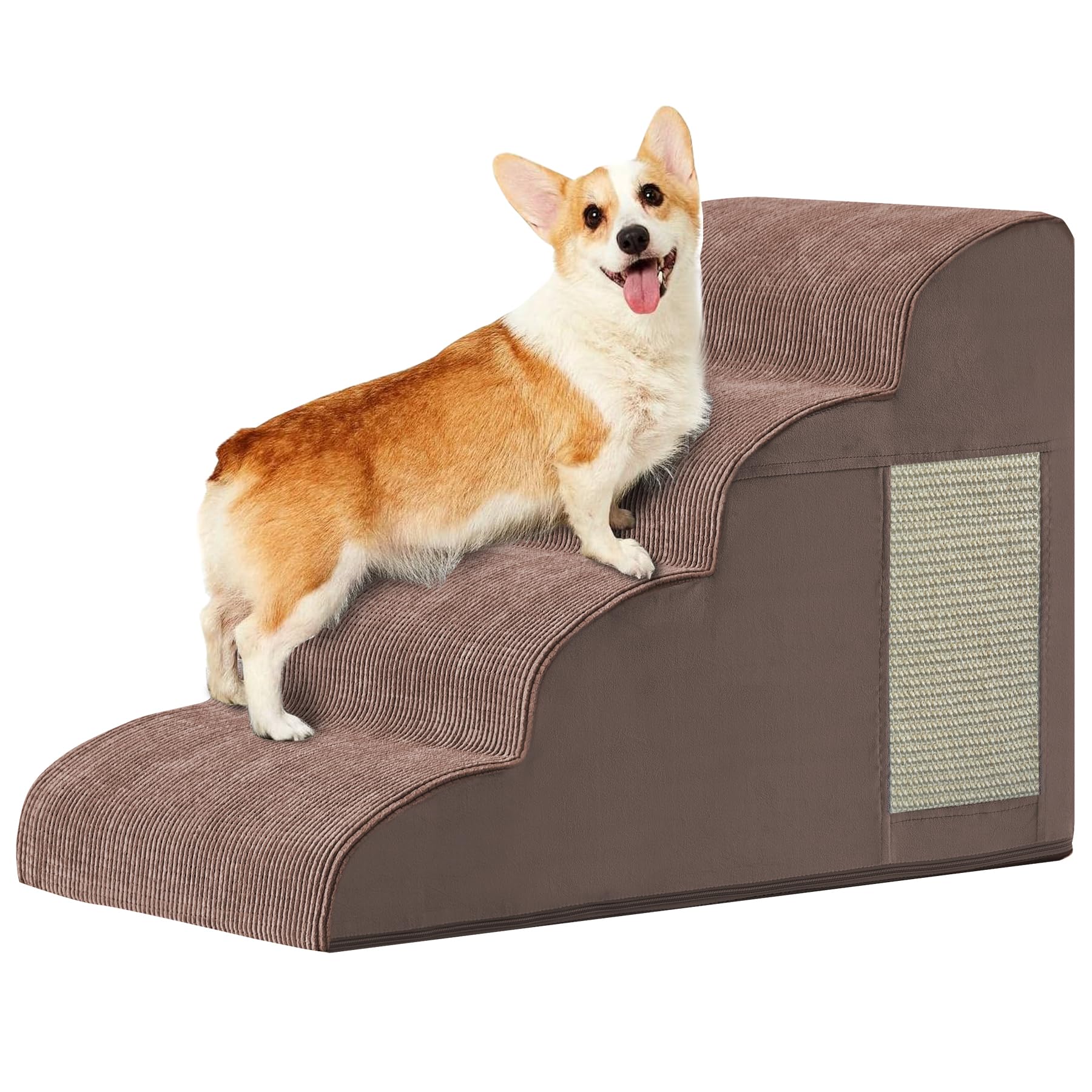 Escaleras para perros Ahpmeoa de 4 pasos junto a la cama para acceso cómodo