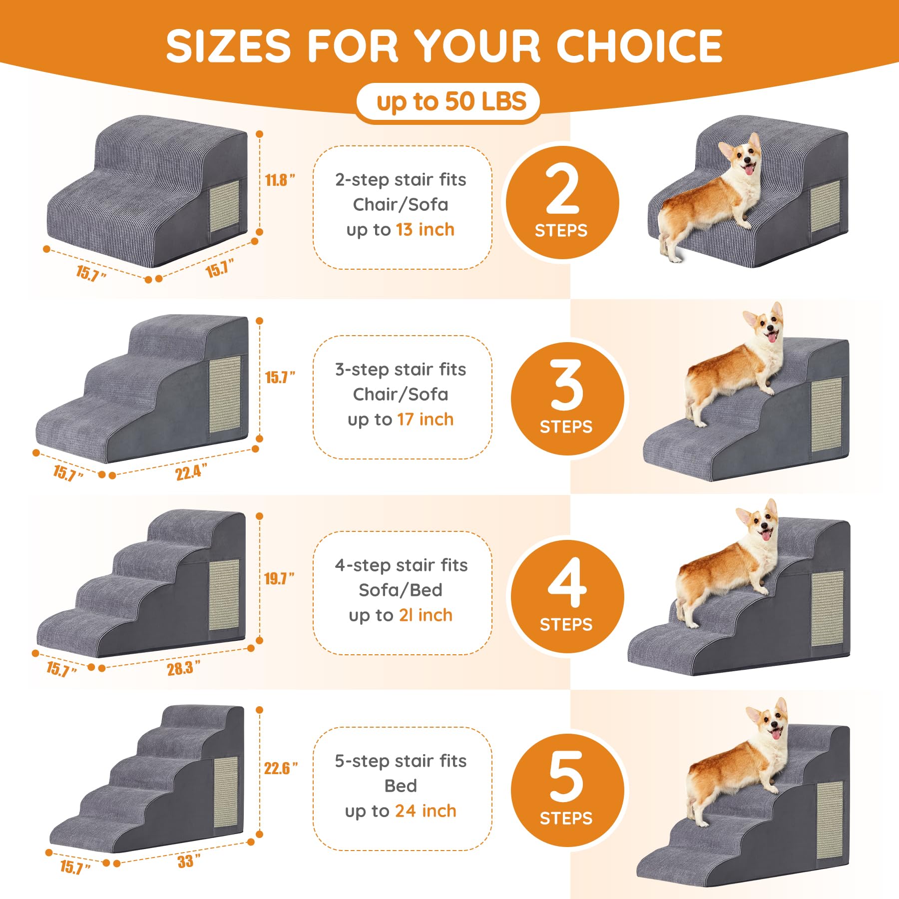 Escalera para perros Ahpmeoa, ideal para subir al sofá.