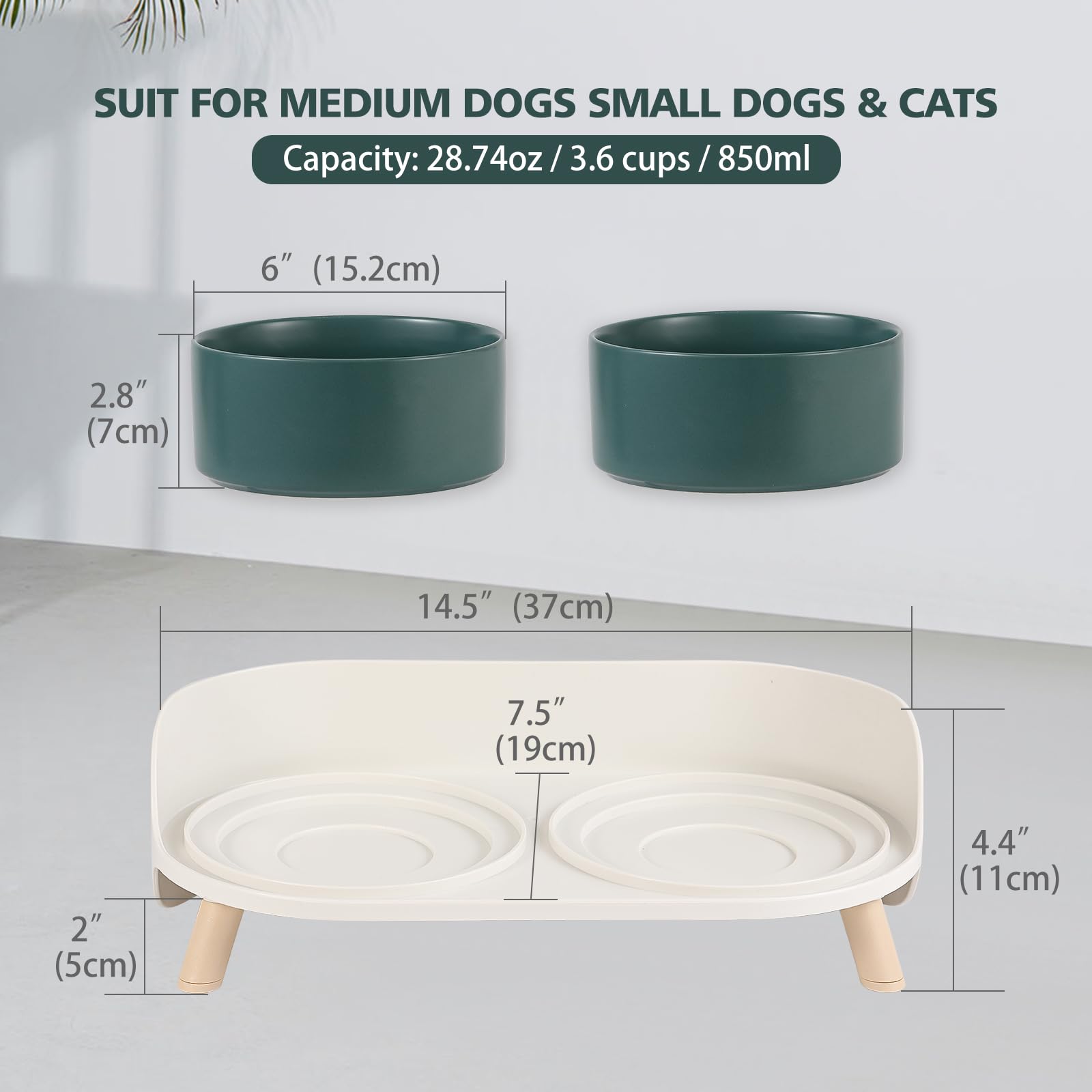 AHX tazones cerámicos dobles para perros: agua y comida sin derrames.