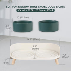 AHX tazones cerámicos dobles para perros: agua y comida sin derrames.