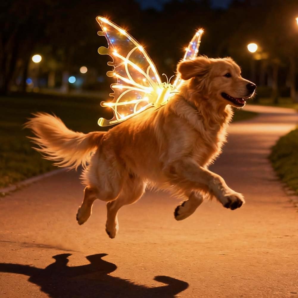 AIANR Alas hada iluminadas para perro mediano, ideal para sesiones nocturnas y desfiles