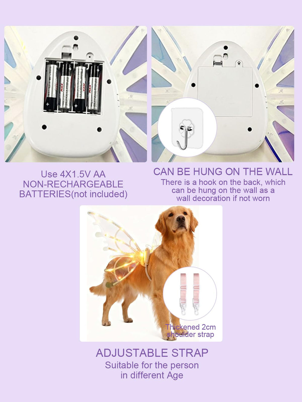 AIANR Alas hada para fiestas y desfiles, accesorio decorativo único para mascotas