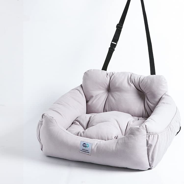 AidouPet asiento elevador para perros gris compacto, ideal para viajes seguros.
