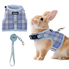 Aiitle arnés cinta mágica, diseño cuadriculado, seguro para paseos de conejo.