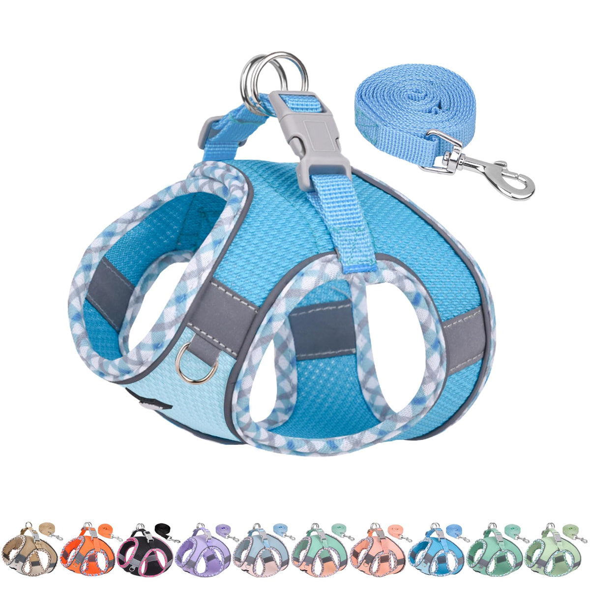 Aiitle arnés Teacup para cachorros azul, cómodo y seguro para paseos diarios.