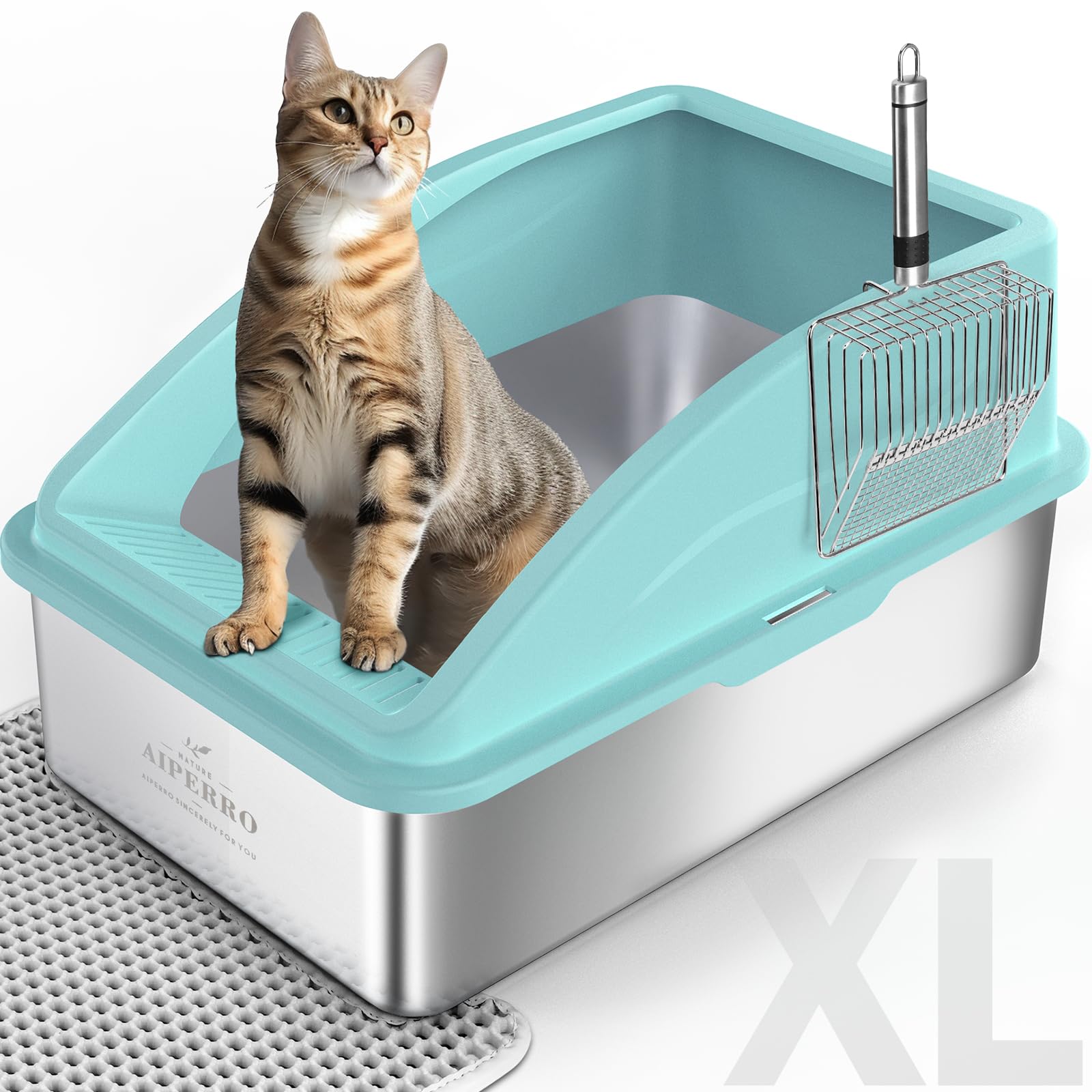 AIPERRO vista de la tapa superior, privacidad y contención de la arena para el gato.