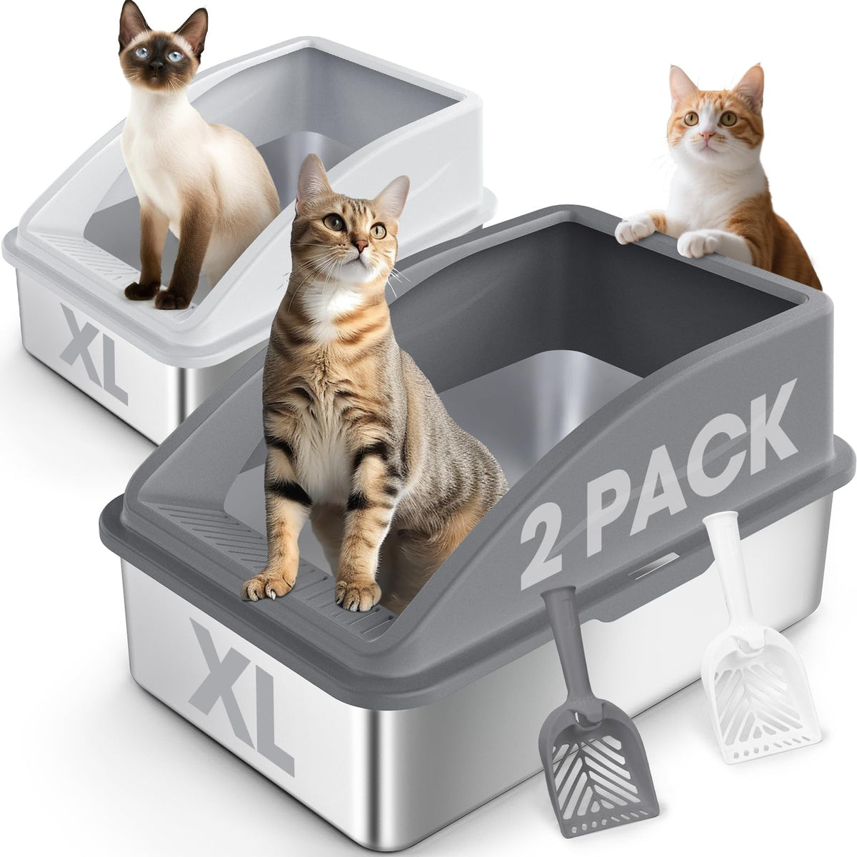 Caja AIPERRO XL con tapa, ideal para gatos grandes y reducción de proyección de arena