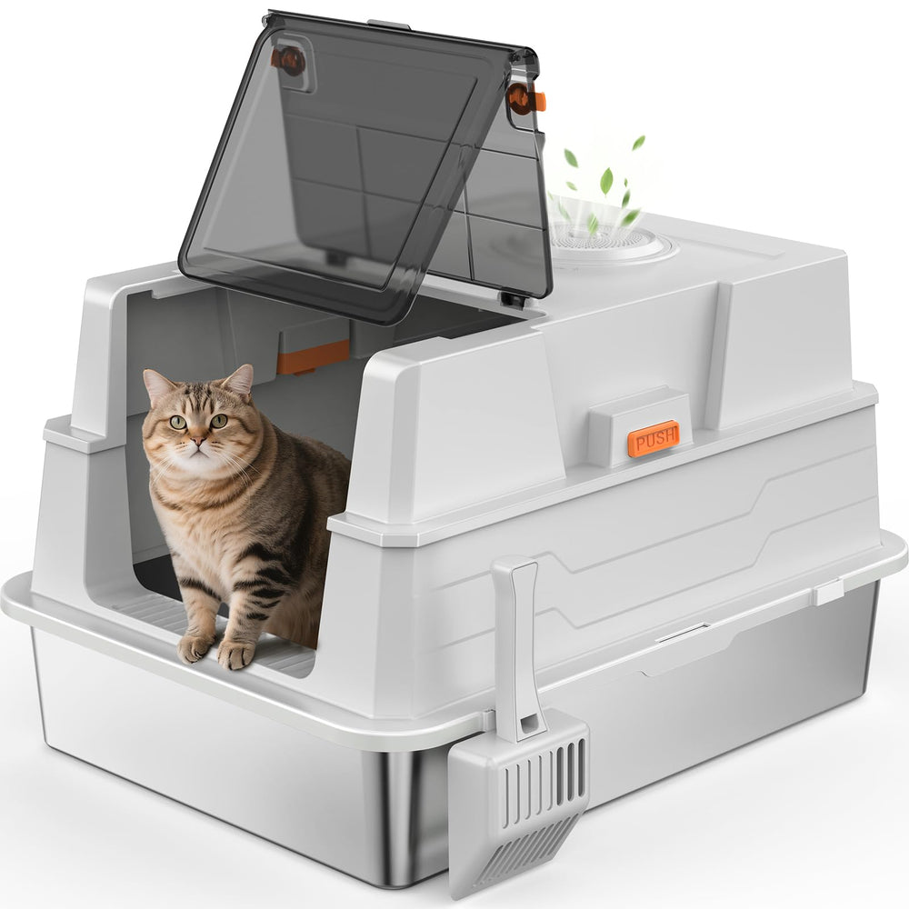 AIPERRO caja-litter-metal-inoxidable con tapa, duradera y limpieza fácil