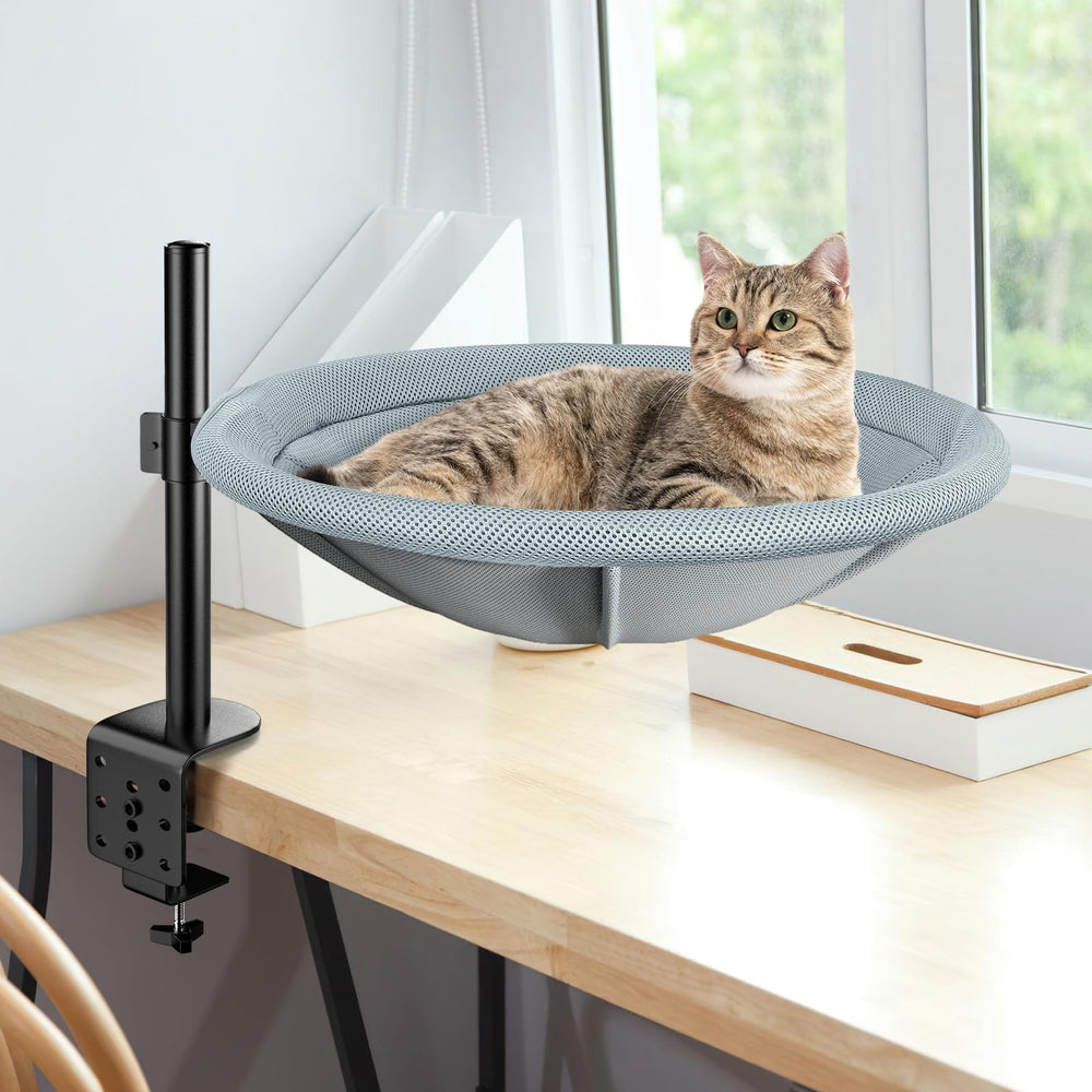 Cama de escritorio AIPERRO para gatos en el borde, descanso cómodo junto a ti.