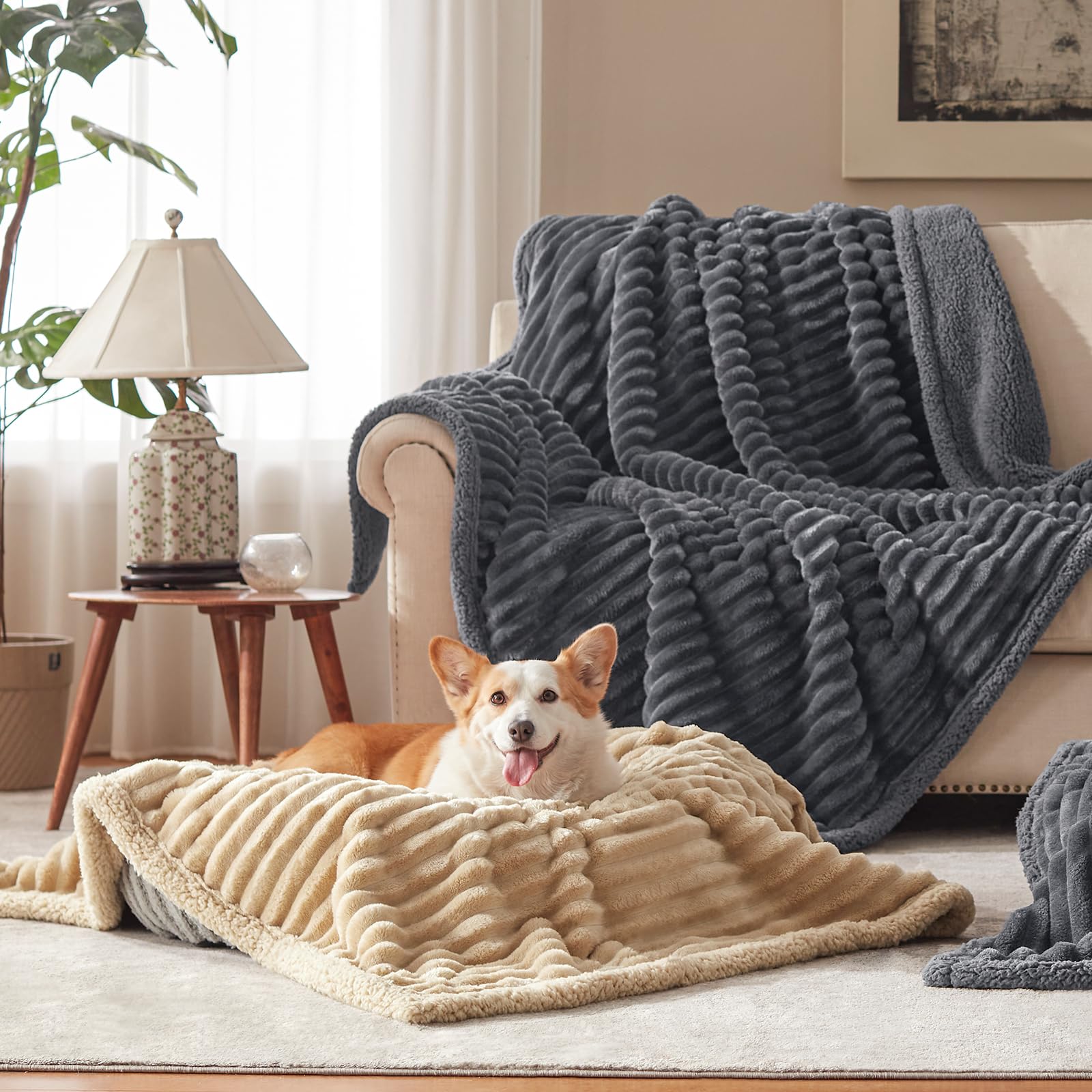 AIPERRO manta impermeable khaki 152 x 203 cm, protección y confort para mascotas.