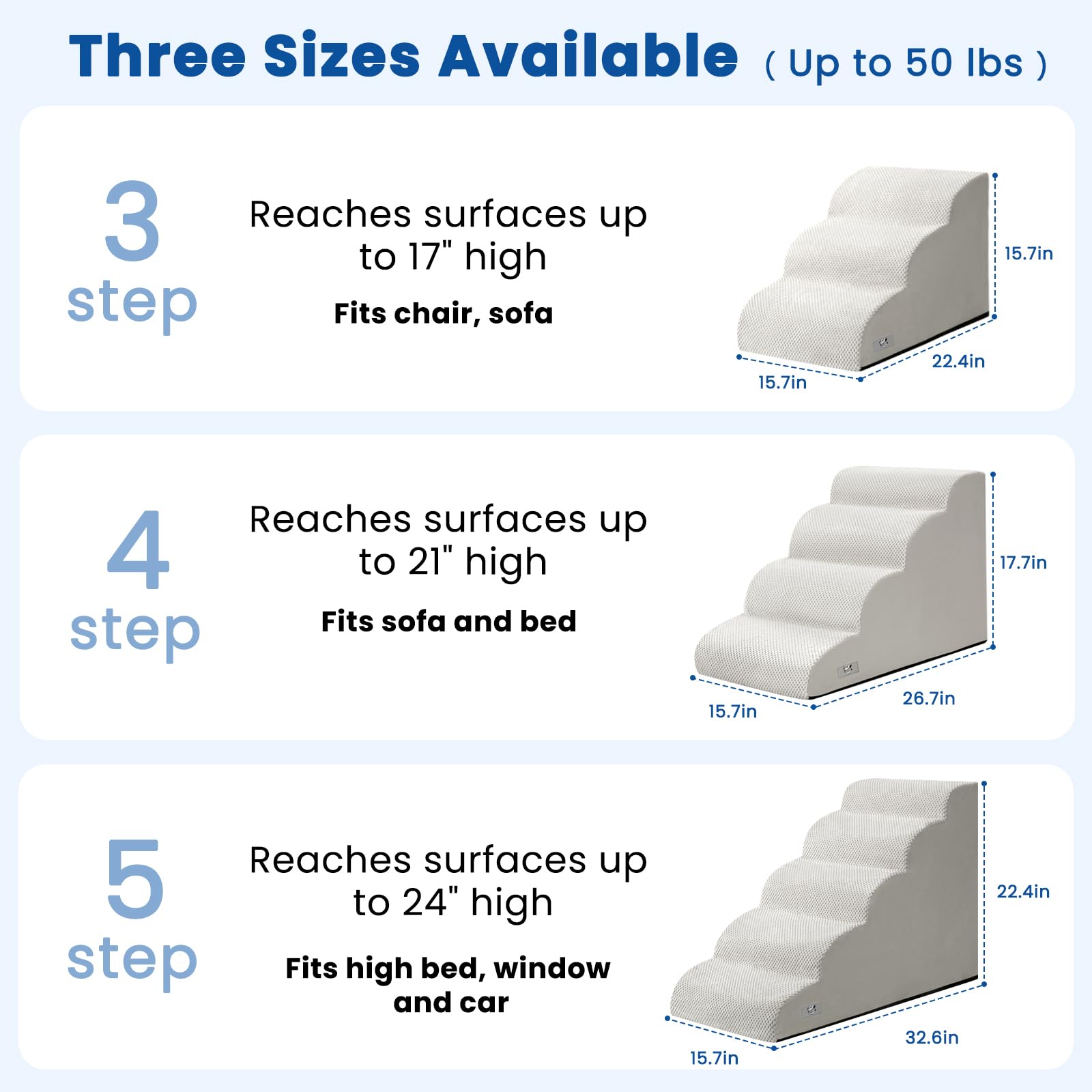 Airpanda escalones 4 pasos para cama media, ideal para mascotas