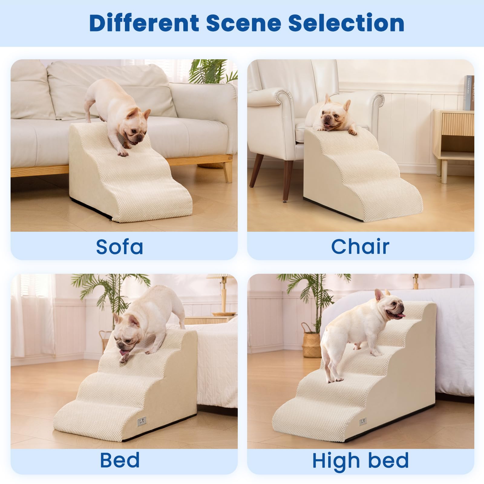 Airpanda: pasos de cuatro escalones para camas medianas, subir con confianza y comodidad.