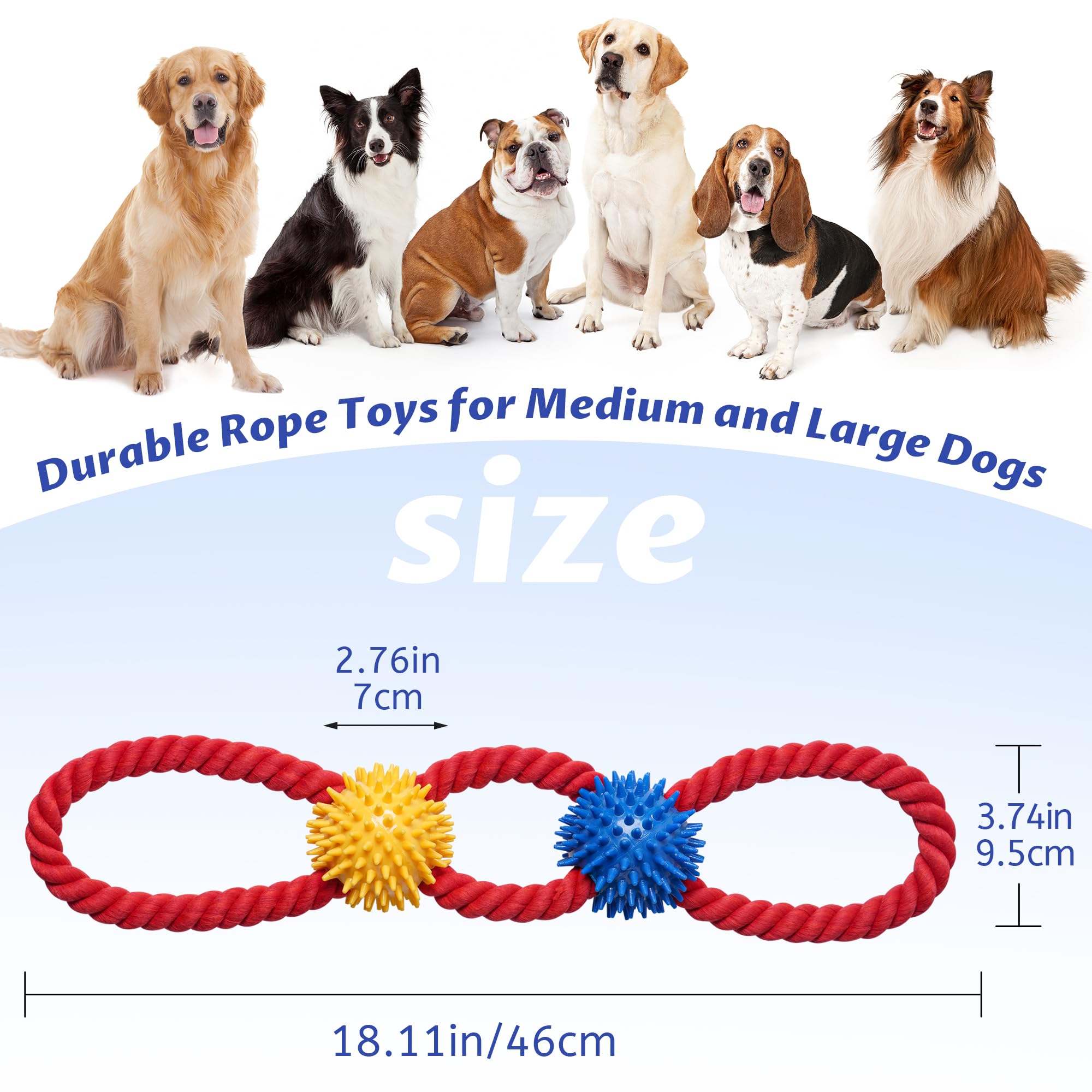 Aitmexcn Cuerda resistente para perros medianos: aguanta mordidas intensas y reduce desgaste.