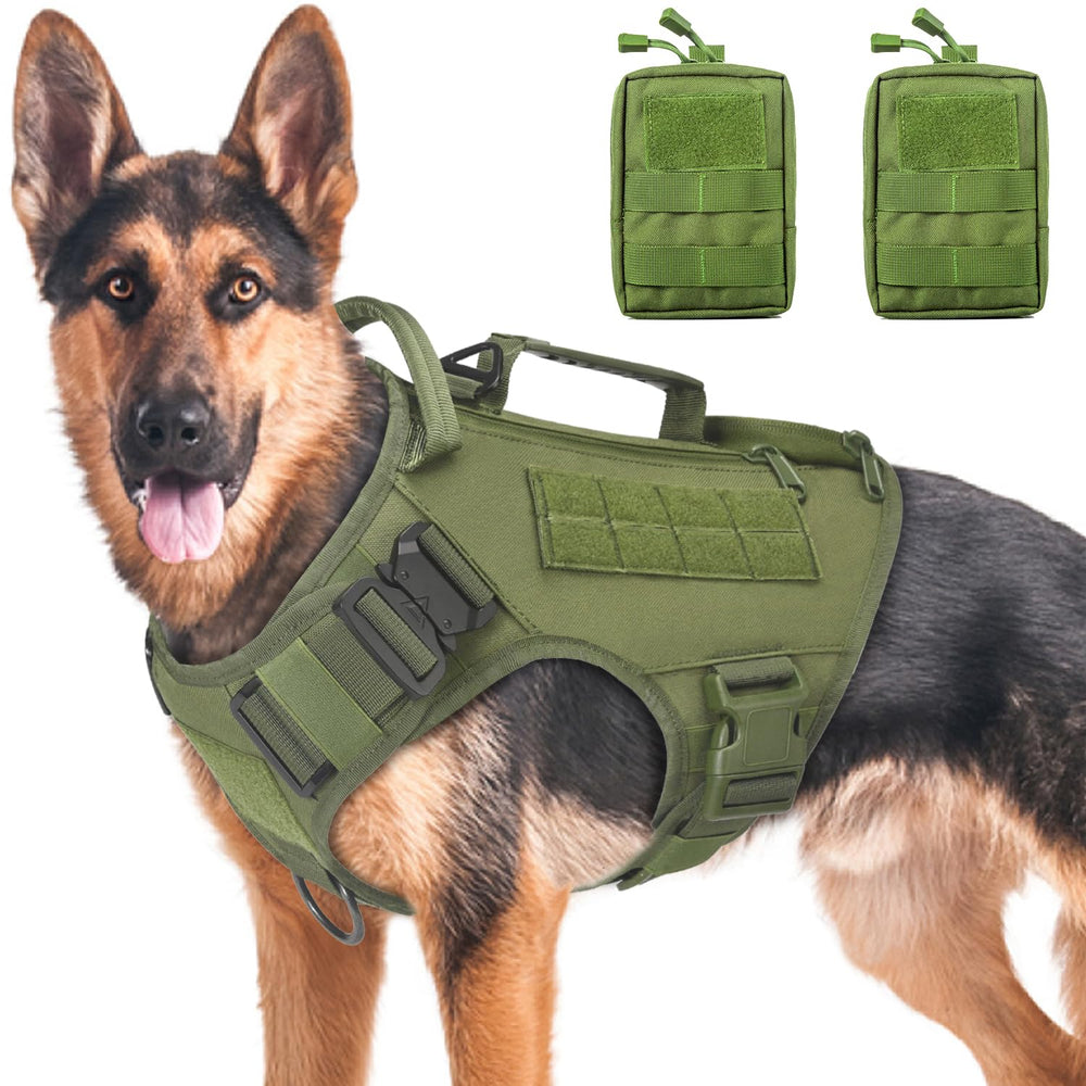 AIWAI ARNES PERRO MOCHILA DOS BOLSILLOS VERDE para entrenamiento y servicio.