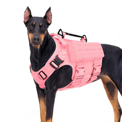 AIWAI arnés táctico para perro grande, vista frontal rosa, control cómodo.