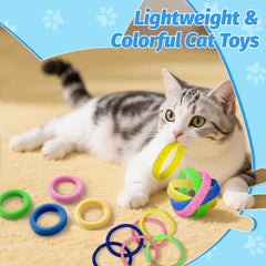 AKAIXI Juguetes para gatos: bandas de goma coloridas que estimulan la persecución.