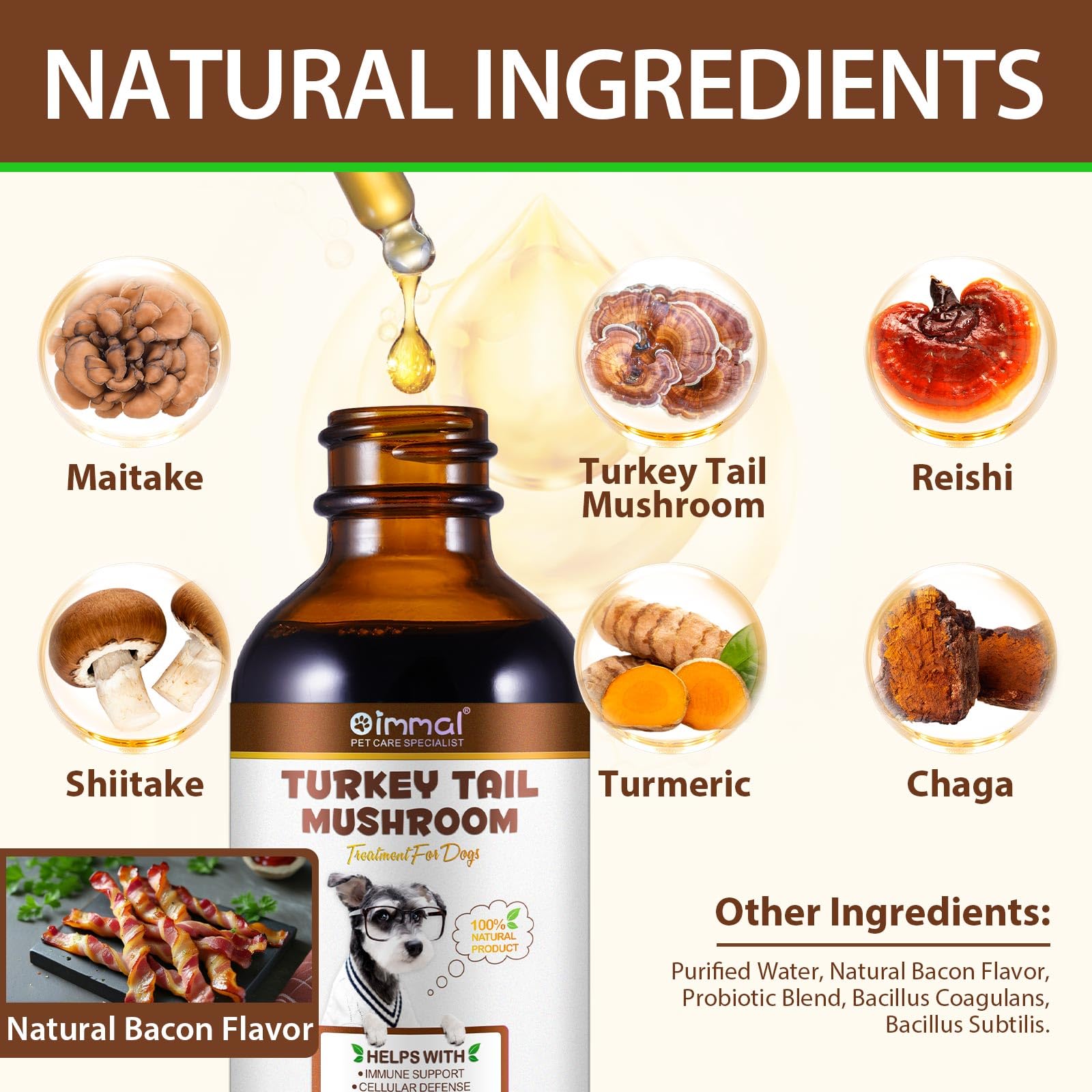 Akareni curcuma y probiótico en gotas para perros, antioxidante suave