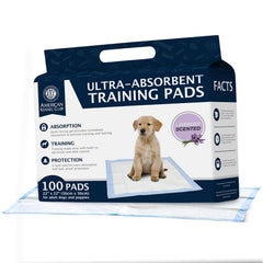 AKC pañales de entrenamiento para cachorros con gel ultra absorbente y lavanda.