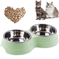 AKEISHE doble plato para gatos con acero inoxidable, ideal para higiene y durabilidad.