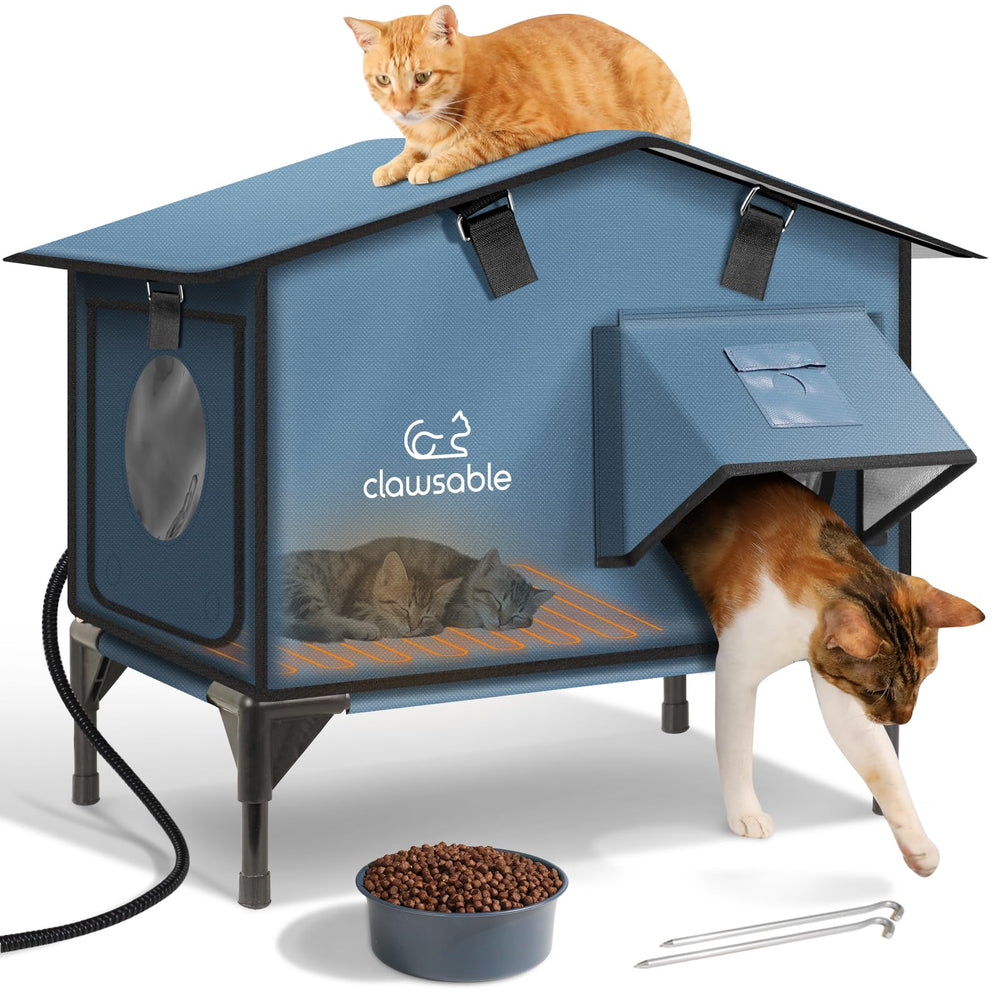 Akentio Casa Gato Caliente exterior con salida segura para refugio al aire libre.