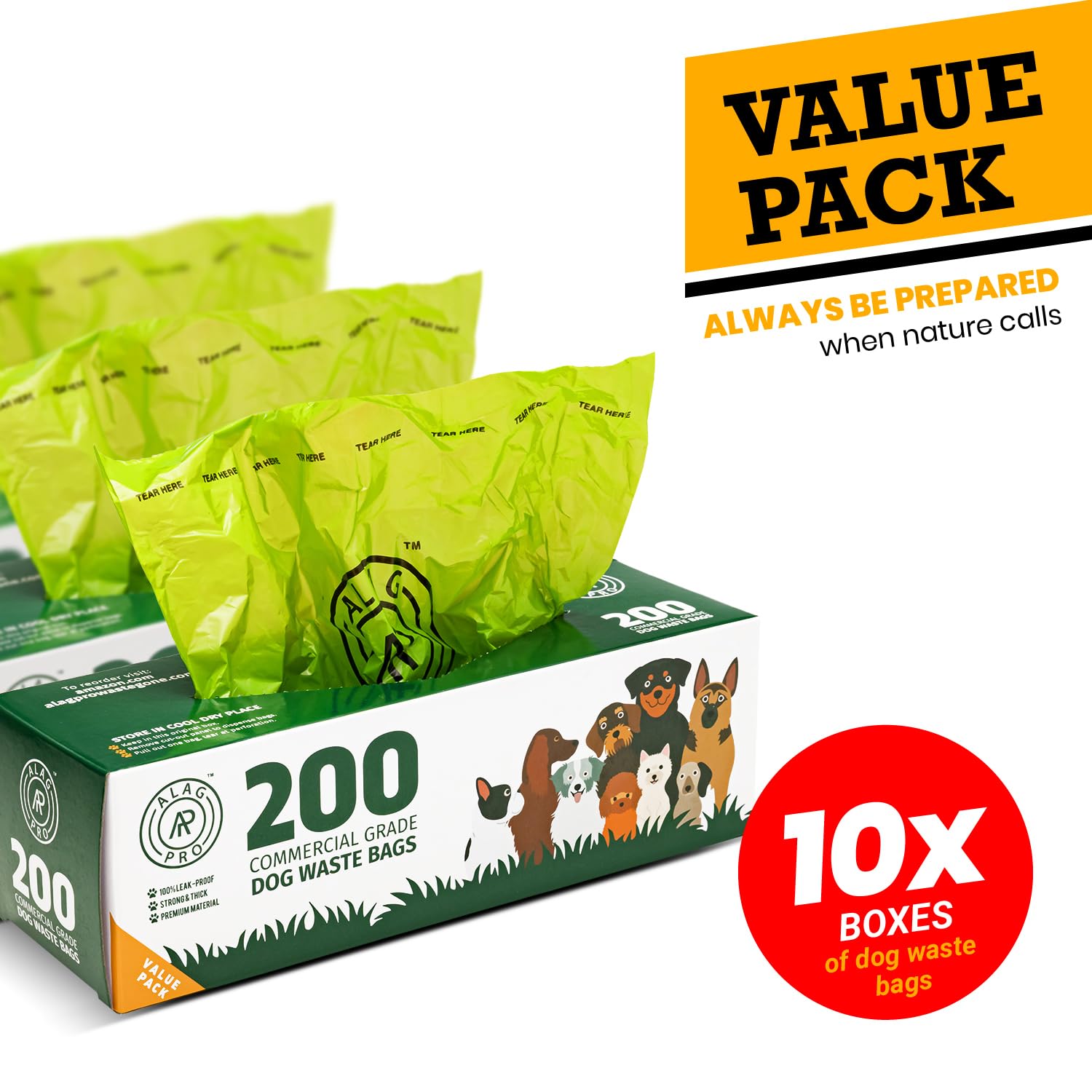 ALAGPRO: rollos de bolsas para perros, espesor superior para uso en exteriores.