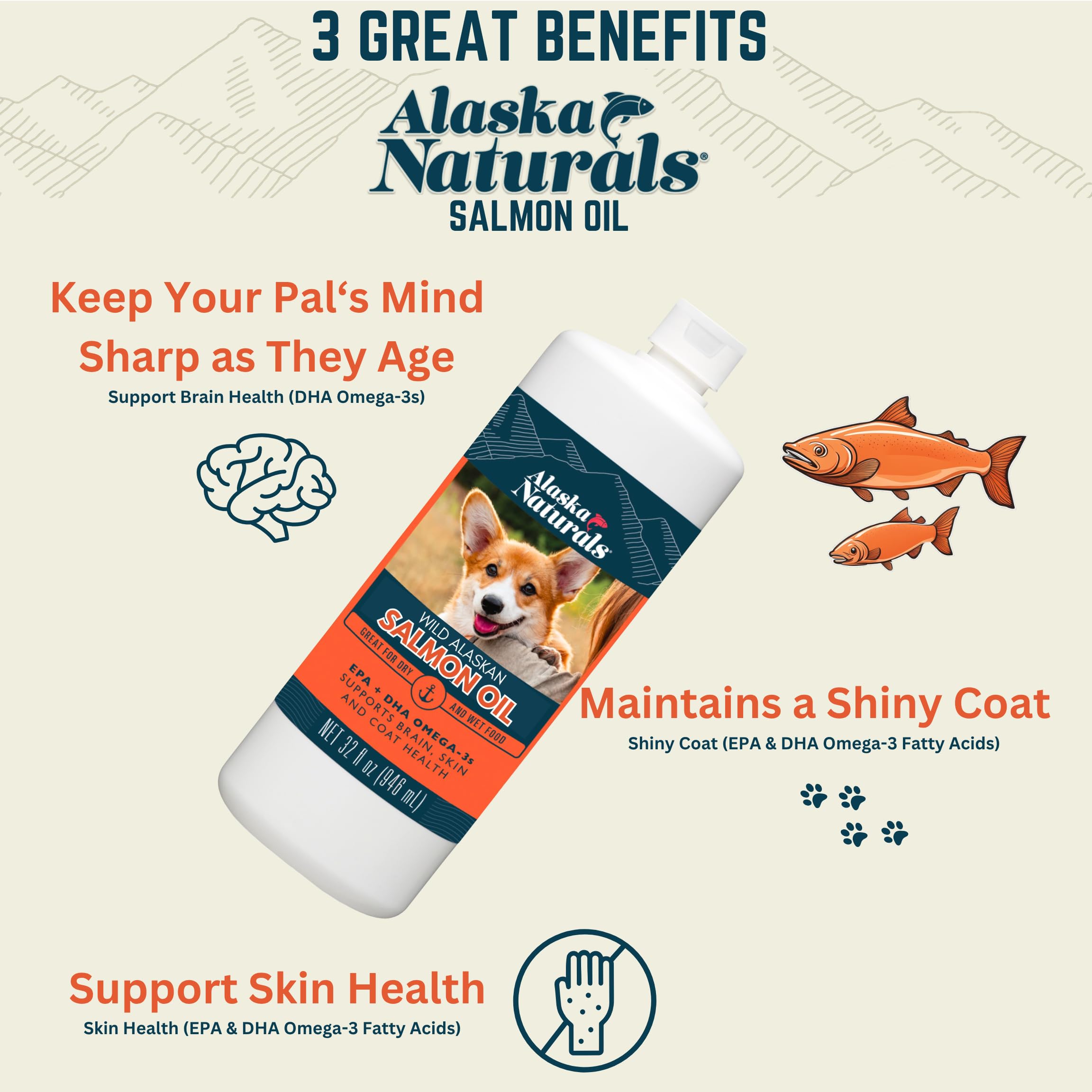 Alaska Naturals etiqueta aceite salmón salvaje, origen claro