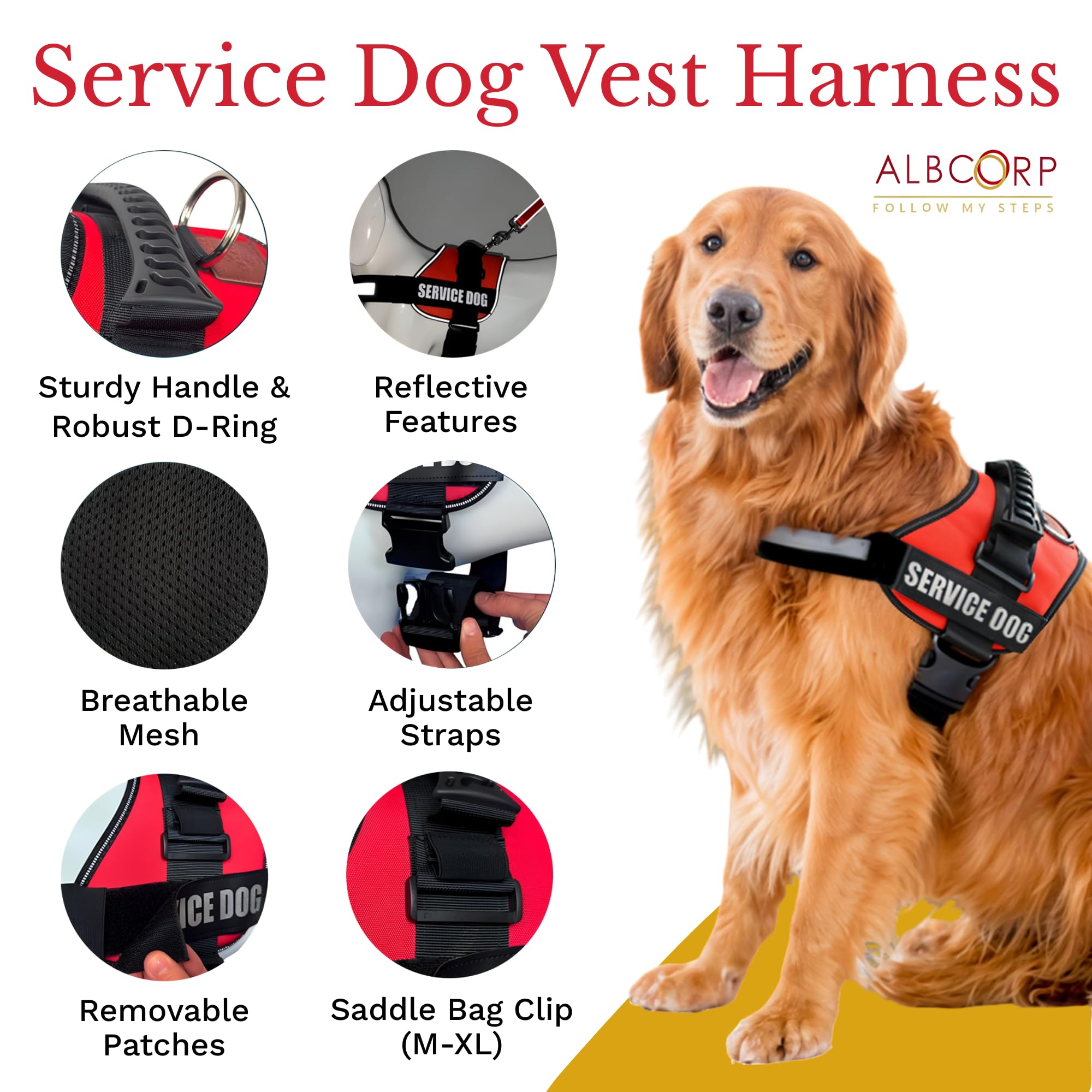 ALBCORP Service Dog Vest asa superior cercana para salidas públicas.