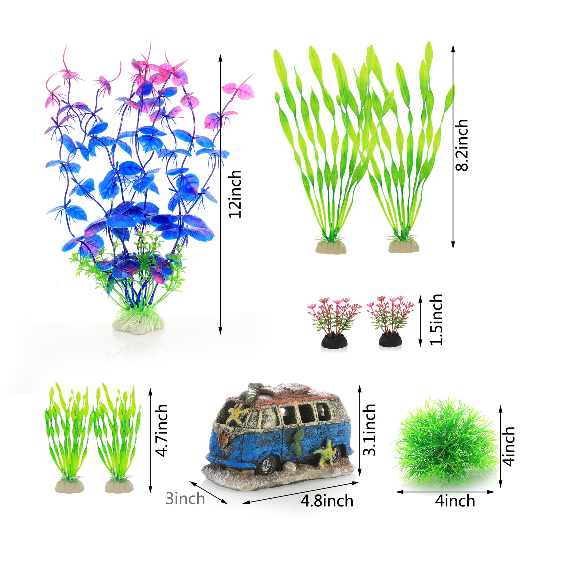 ALEGI plantas plásticas para acuario, decoran y no alteran el pH del agua.