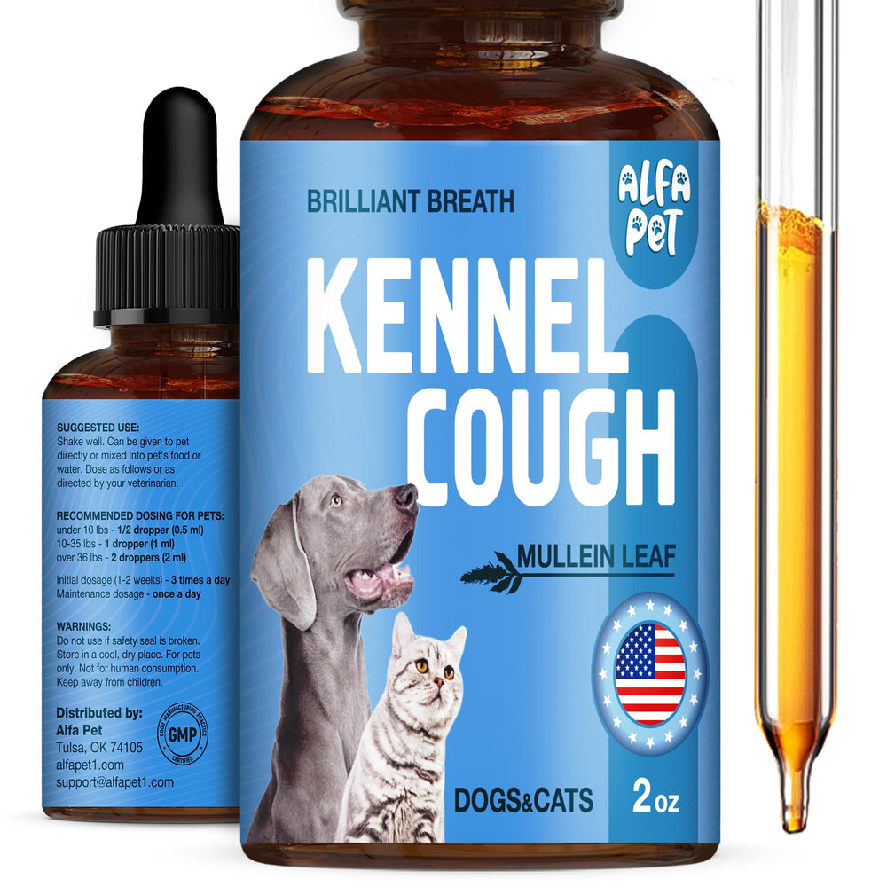 Alfa Pet tratamiento tos para perros y gatos, botella de 2 oz, apoyo respiratorio