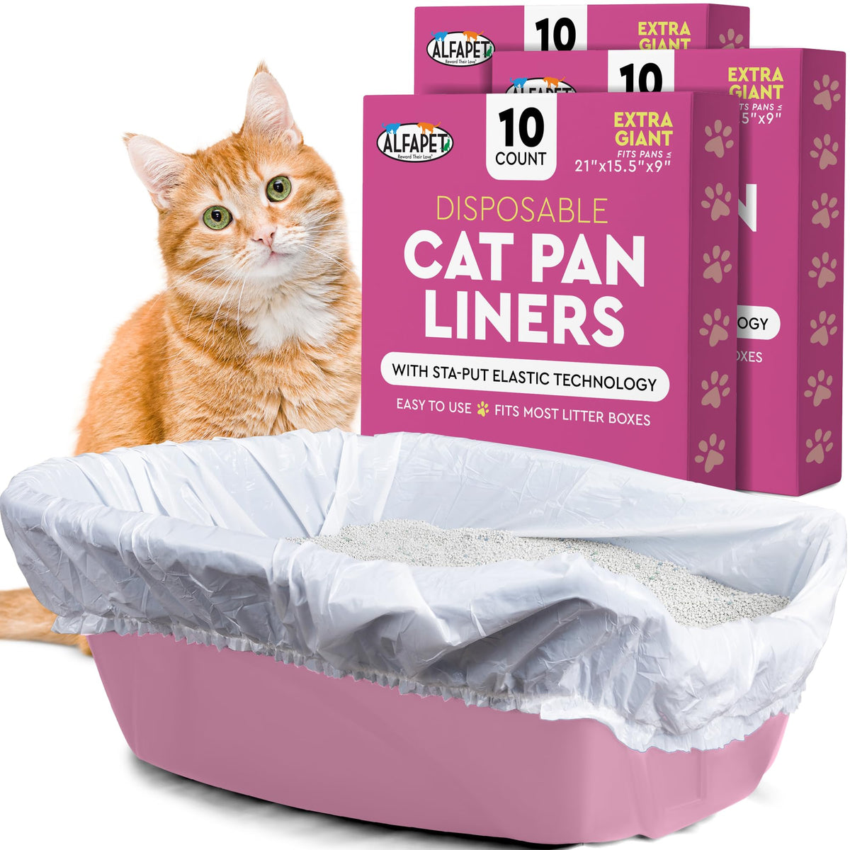 Alfapet bolsas extragrandes 37x18 para bandejas XL, ajuste seguro.