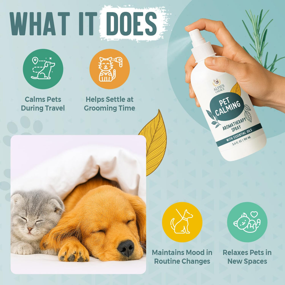 ALFIE'S CHOICE uso en viaje: spray calmante en coche para perros