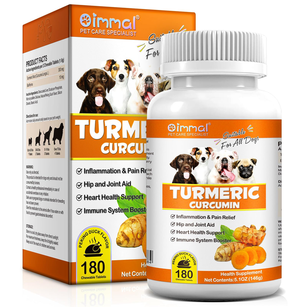 ALIVO Turmeric para perros, frente del envase, refuerza articulaciones y digestión.
