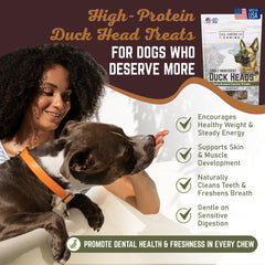 All American Canine: cabezas de pato deshidratadas, textura masticable.