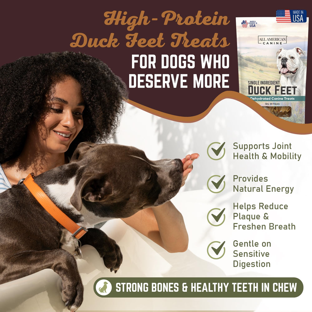 All American Canine ingrediente unico pato para snack 100% natural.