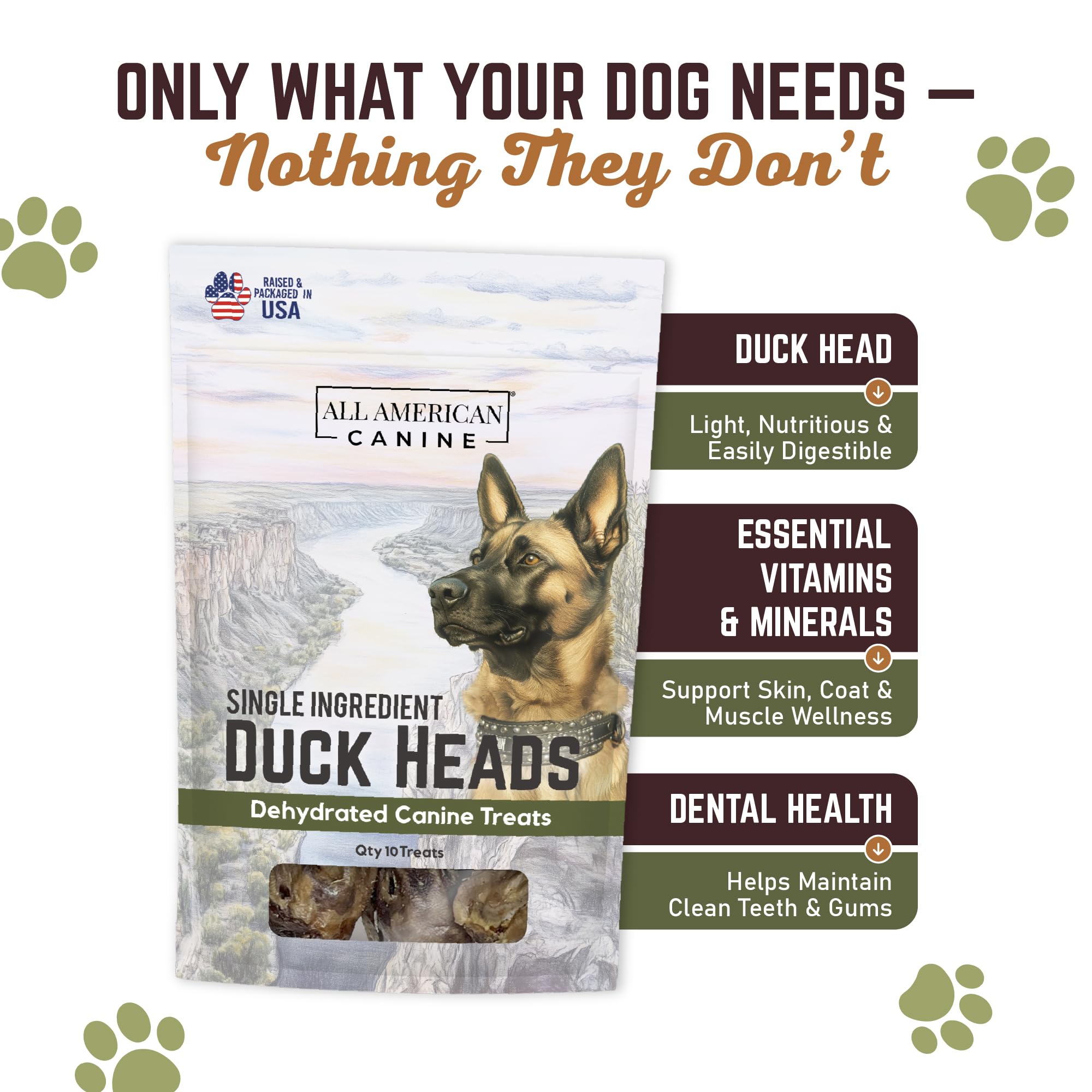 All American Canine, proteína única de pato, opción natural para perros.