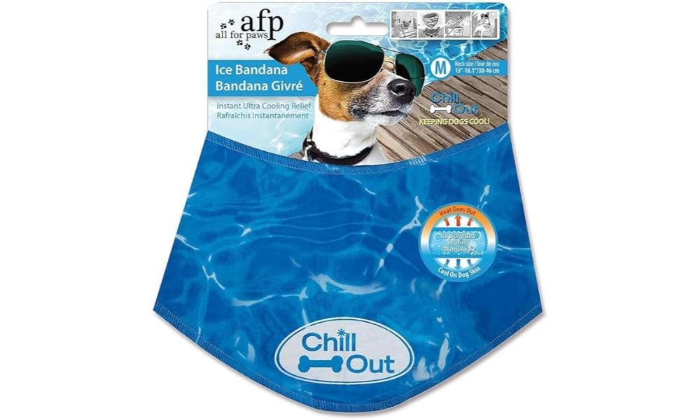 Bandana enfriante ALL FOR PAWS para perros medianos, bandana azul con ondas de agua para mayor comodidad