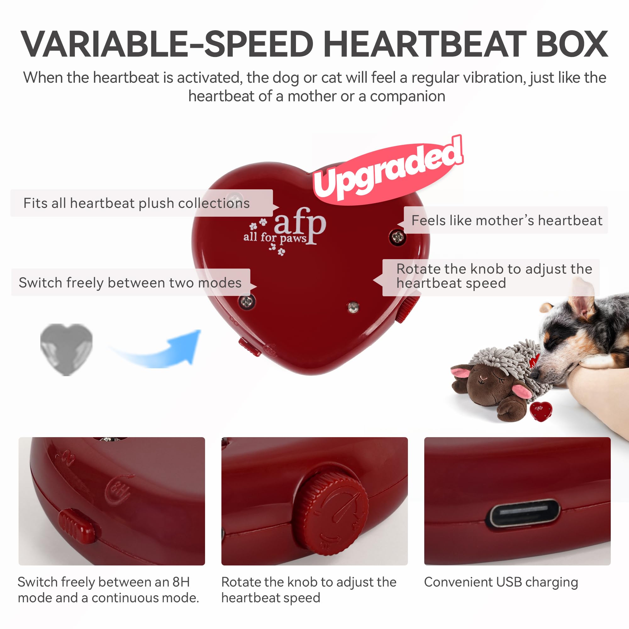 ALL FOR PAWS Heartbeat Toy bolsa de calor apta para microondas